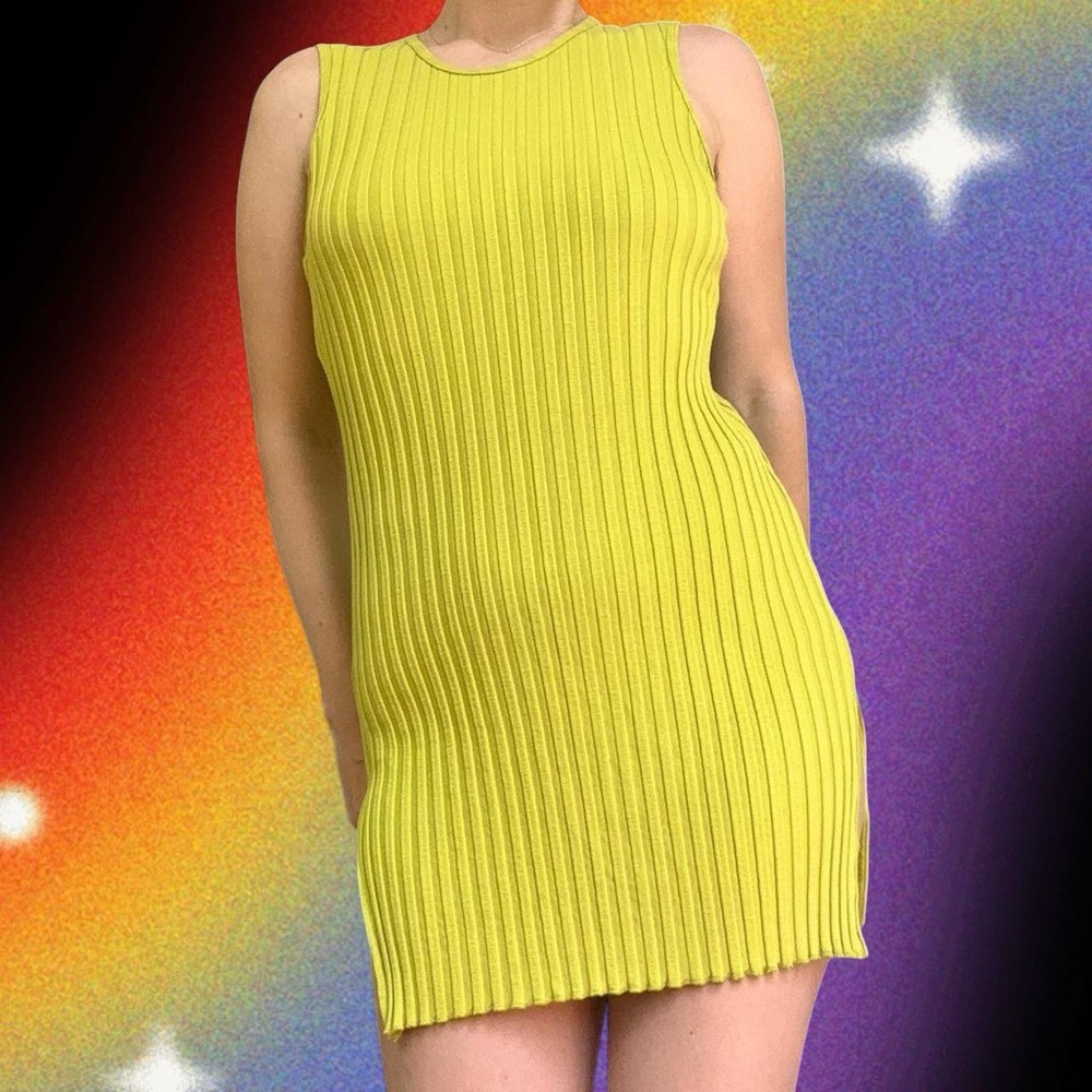 Simon Miller Lime Ribbed Mini Dress